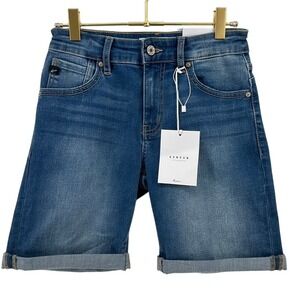 Kancan Mid Rise Denim Shorts Cuffed Roll Hem Blue Size S NEW W/TAGS!